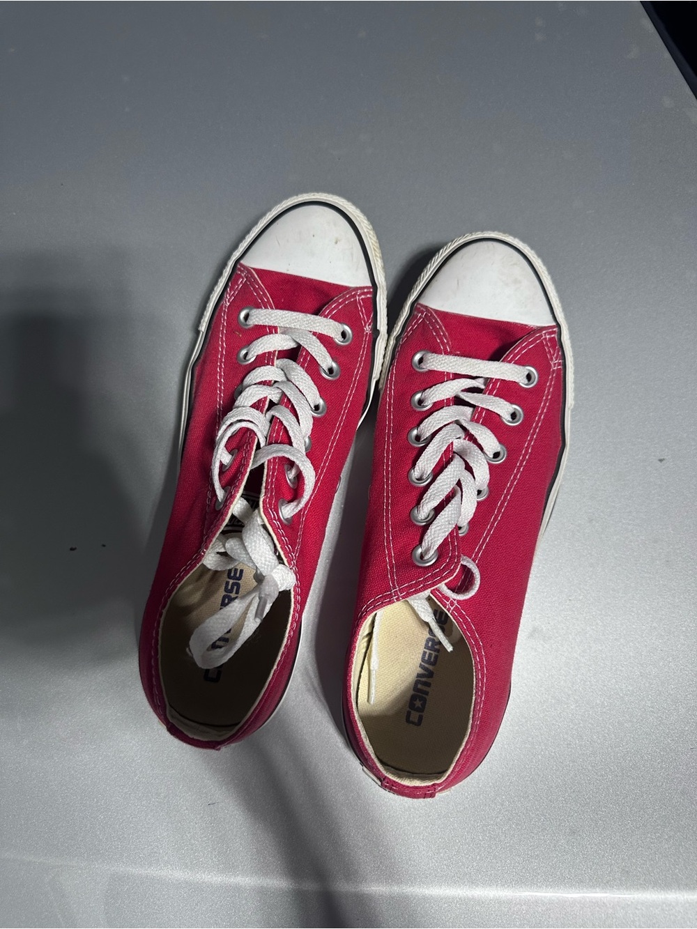 Converse Low Top Canvas Sneakers in Red and White